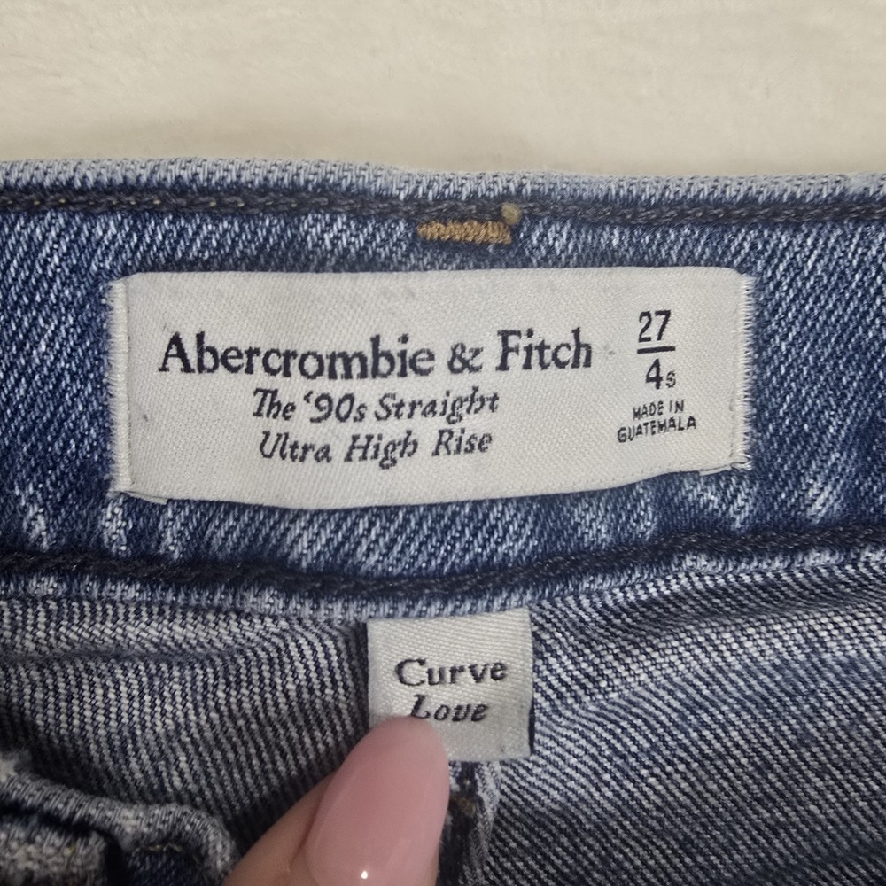 Abercrombie & Fitch The 90s Straight Ultra High Rise Criss Cross Waist Size 27/4 - Picture 5 of 12
